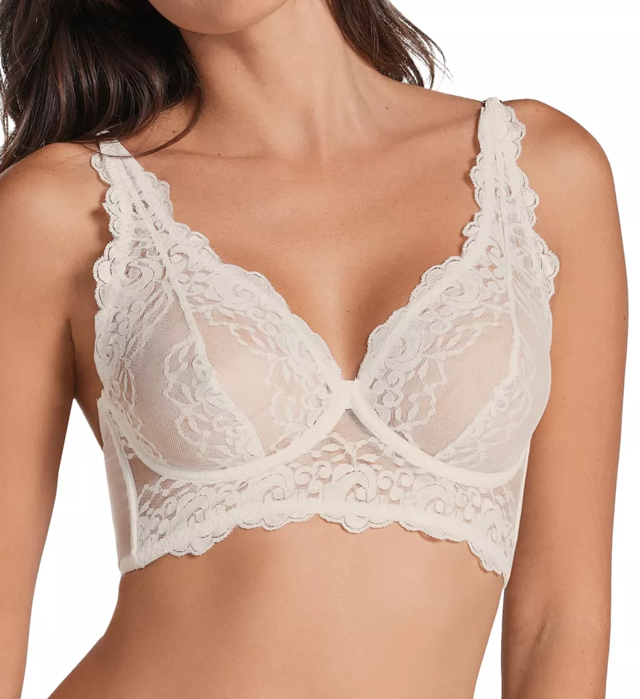 Milan Sheer Lace Bustier Bralette with Underwire Ivory S