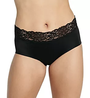 Ultra Light Lace Trim Hipster Panty Black S