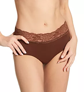 Ultra Light Lace Trim Hipster Panty Dark Brown L