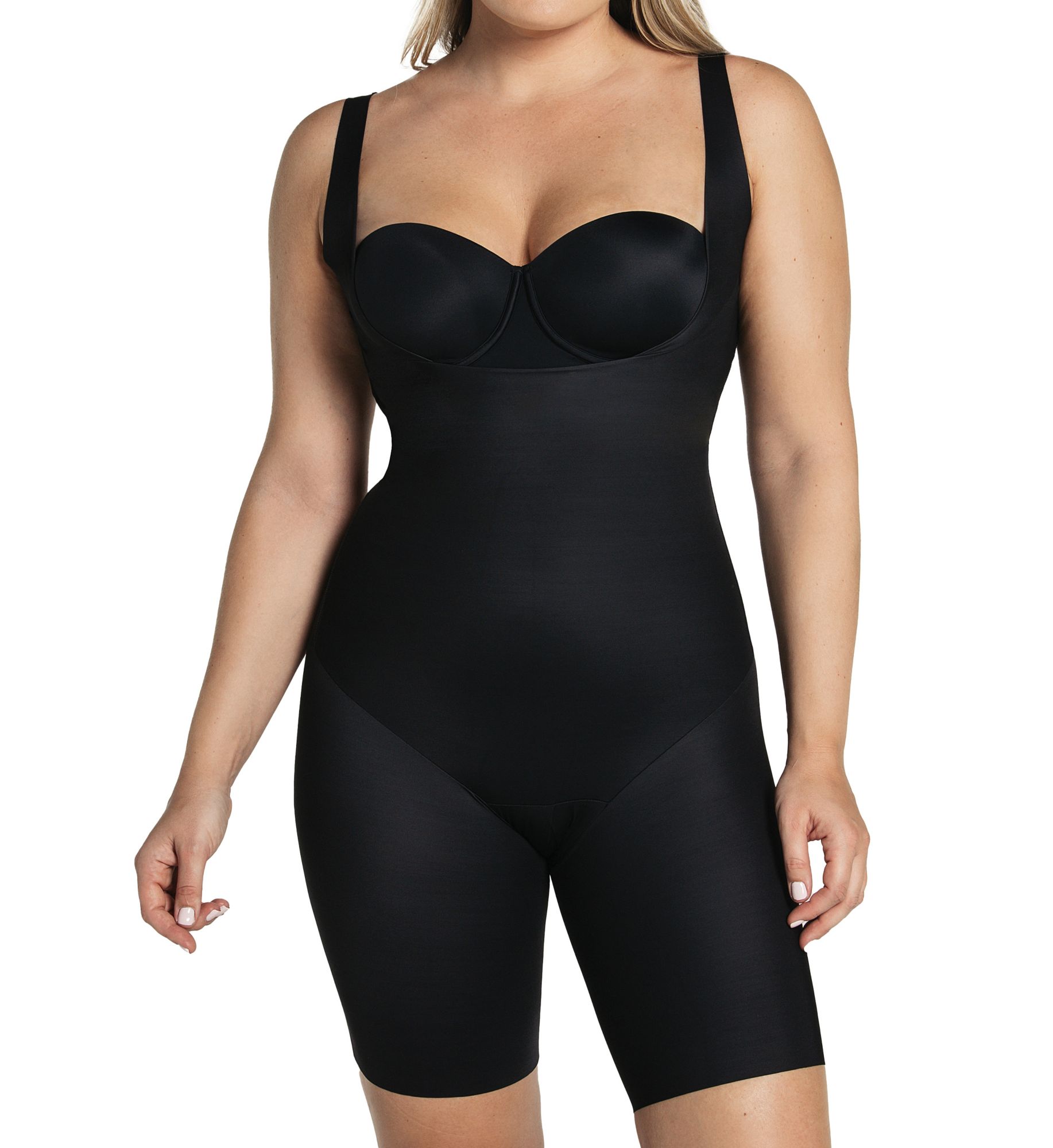 Leonisa Women's Undetectable Step-In Mid-Thigh Body Shaper in Black | Size: Large | HerRoom.com