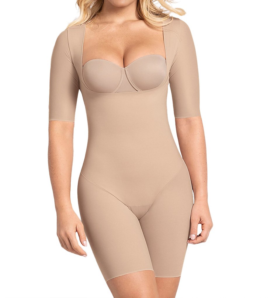 Leonisa - Leonisa 018500 Undetectable Open Bust Shorty Shaper Jumpsuit (Nude XL)