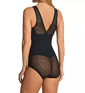 Sheer Stripe Detail Sculpting Bodysuit