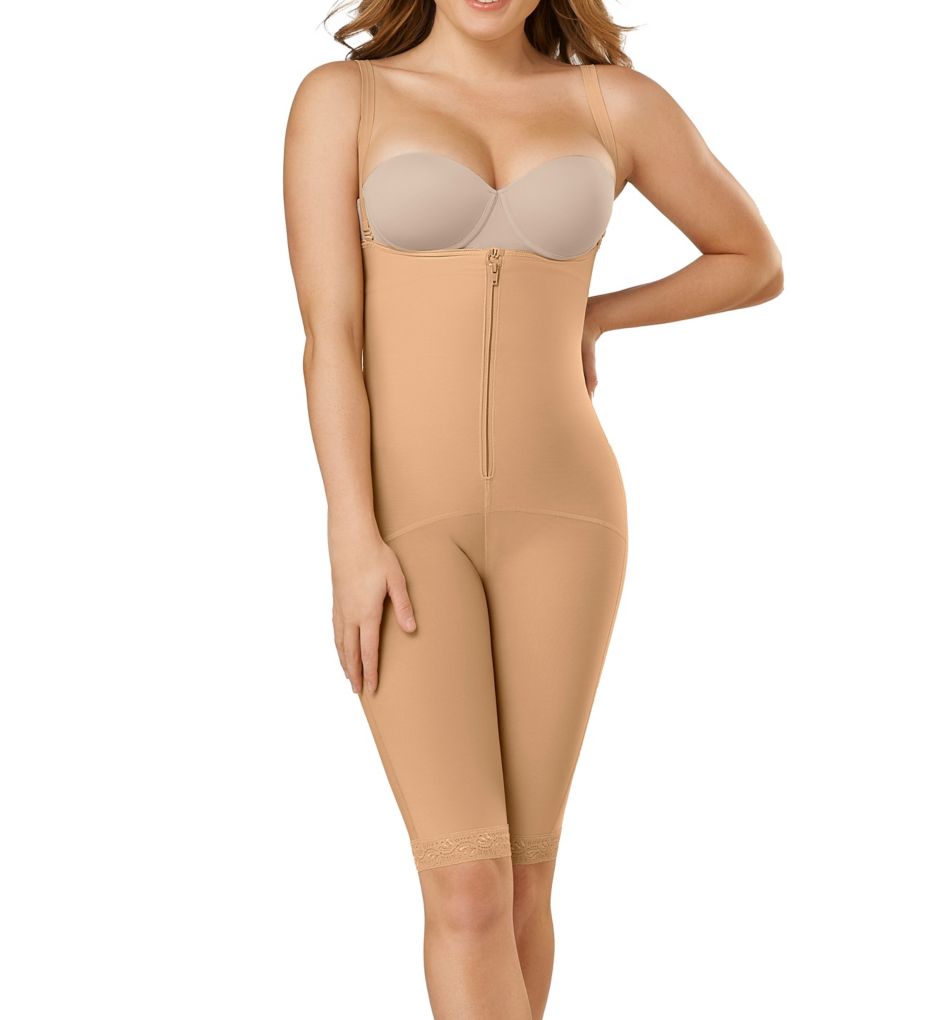 Leonisa : Leonisa 018674N PowerSlim Open Bust Knee-Length Body Shaper (Nude XL)