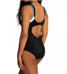 Color Block One Piece Slimming Swimsuit