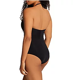 High Neck Slimming One Piece Swimsuit Black S