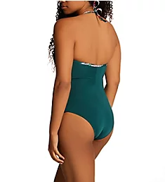 High Neck Slimming One Piece Swimsuit Green S