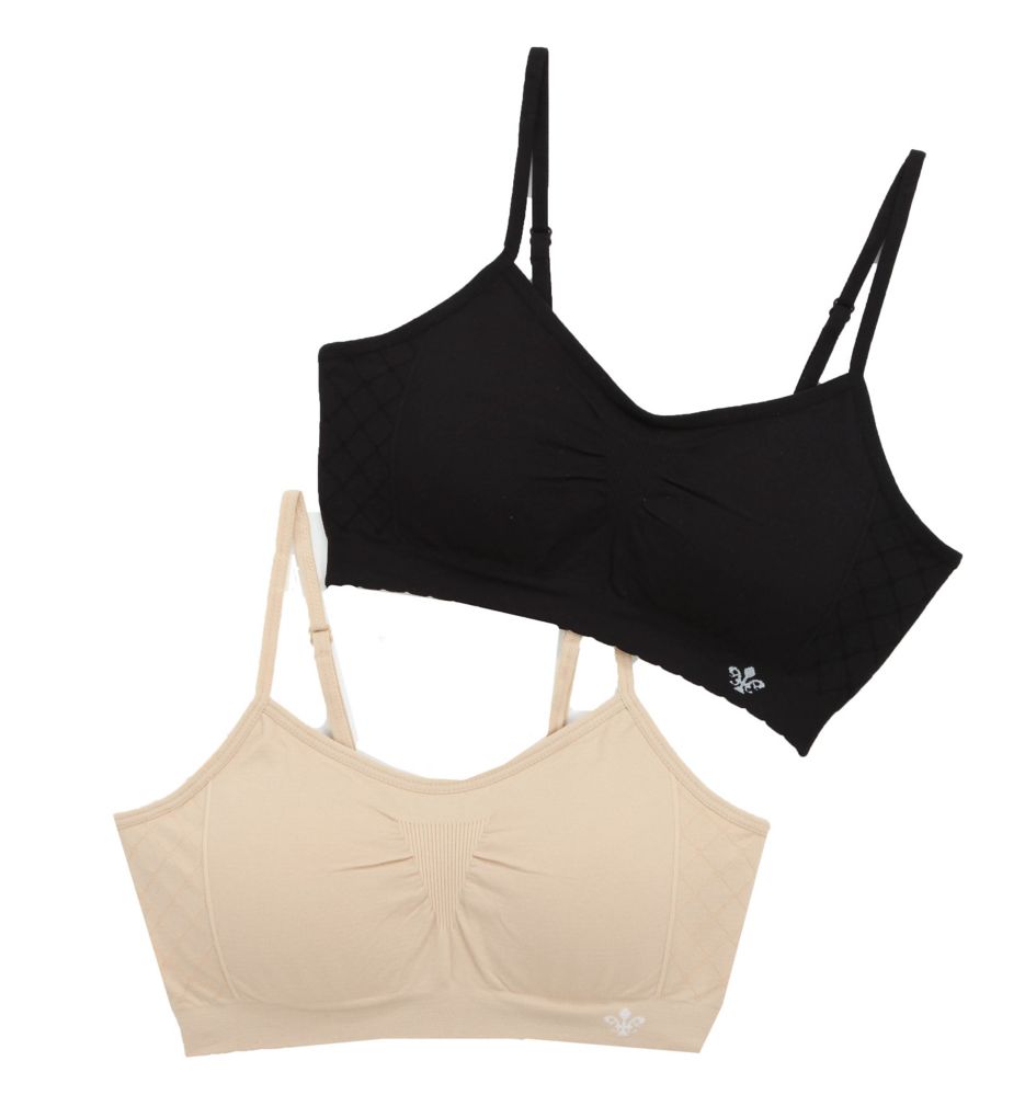 Seamless Comfort Bralette - 2 Pack Black/Barely Beige 2X by Lily Of France