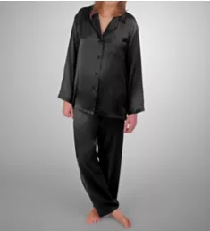 Classic Hart Long Sleeve Silk PJ Set Black S