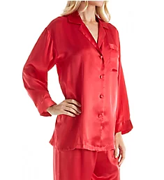 Classic Hart Long Sleeve Silk PJ Set Crimson L