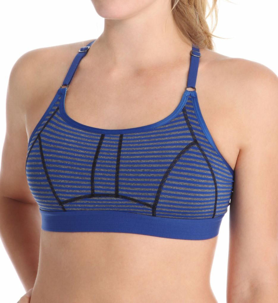 LOLE >> LOLE LSW1446 Pulse Alpine High Impact Sports Bra (Blue Mountain Stripe L)