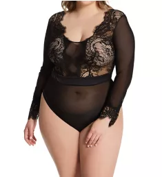 Josephine Plus Long Sleeve Bodysuit Black 1X