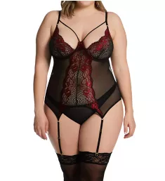 Plus Size Madeline Bustier & Garter 2-Pc Set Black 1X