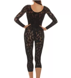 Floral Romance Long Sleeve Body Stocking Black L/XL