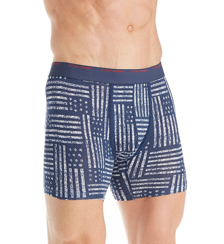 Lucky 171UH10 Fashion Print Stretch Boxer Briefs (Flag/Dress Blue)