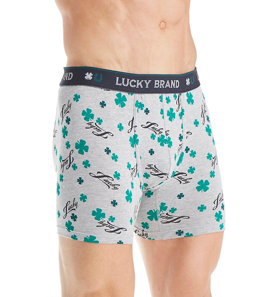 Lucky 171UH10 Fashion Print Stretch Boxer Briefs (Heather Grey)