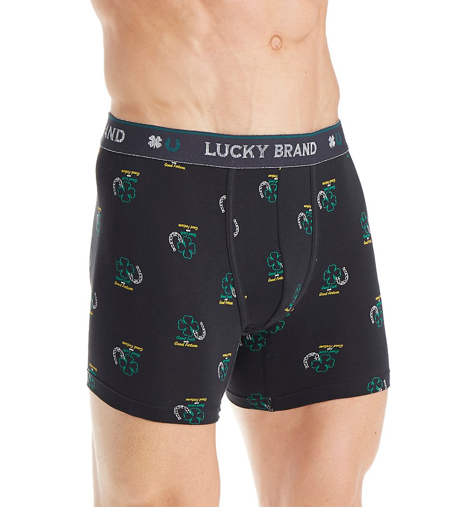 Lucky 171UH10 Fashion Print Stretch Boxer Briefs (Jet Black)