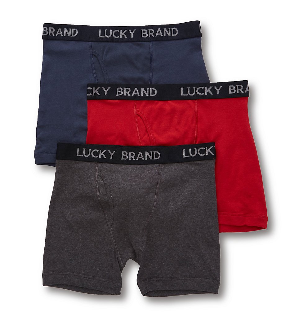 Lucky 173PB06 Cotton Boxer Briefs - 3 Pack (Charcoal Heather.Mood)