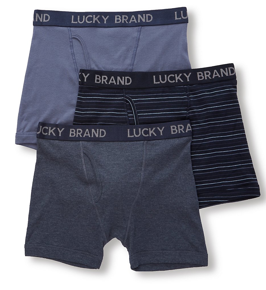 Lucky 173PB06 Cotton Boxer Briefs - 3 Pack (Mood Indigo)