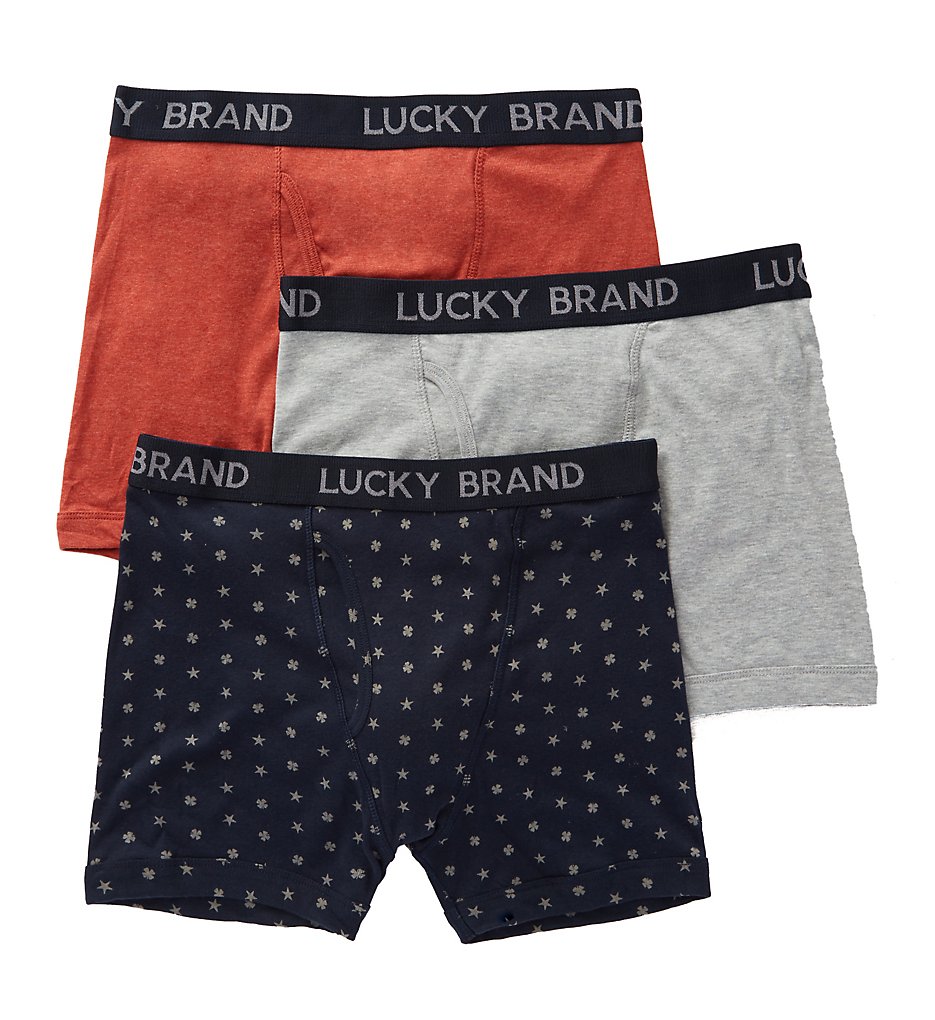 Lucky 173PB06 Cotton Boxer Briefs - 3 Pack (Red Ochre/dksapphire/g)