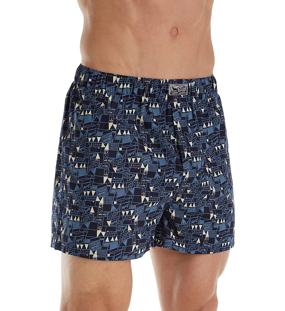 Lucky 173UH08 Holiday Print Woven Boxer (Dark Sapphire)