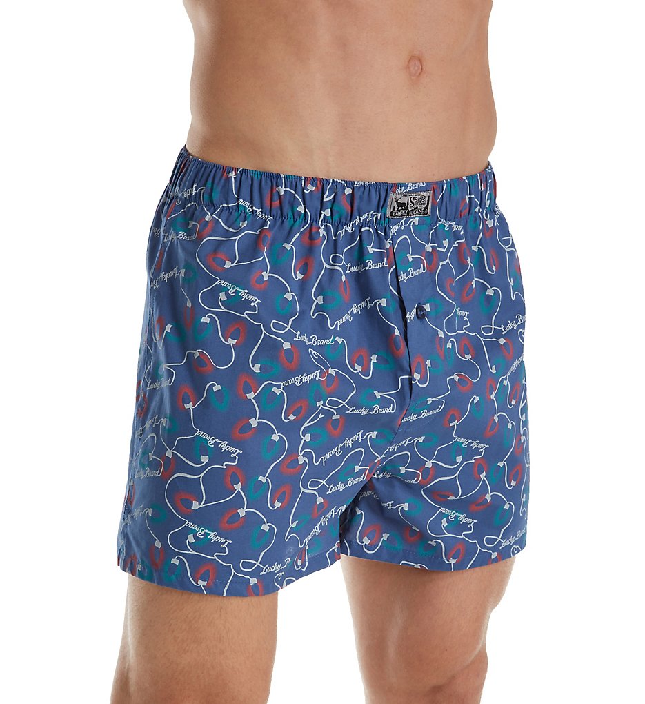 Lucky 173UH08 Holiday Print Woven Boxer (Ensign Blue)