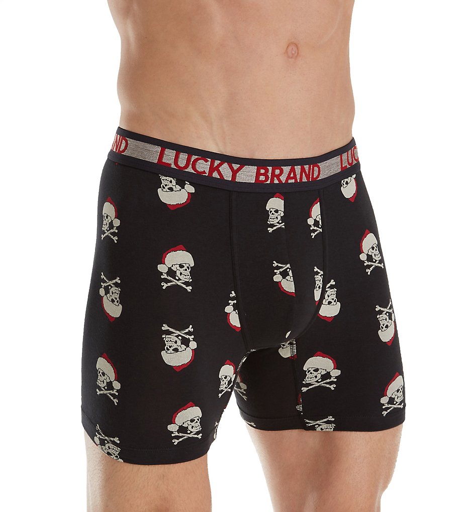 Lucky 173UH10 Holiday Cotton Stretch Boxer Briefs (Santa Skull/Jet Black)