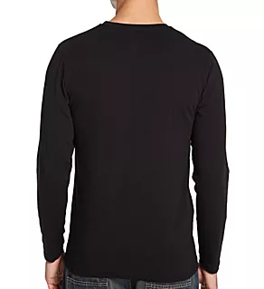 Long Sleeve Cotton Stretch Crew Neck T-Shirt jetblk S