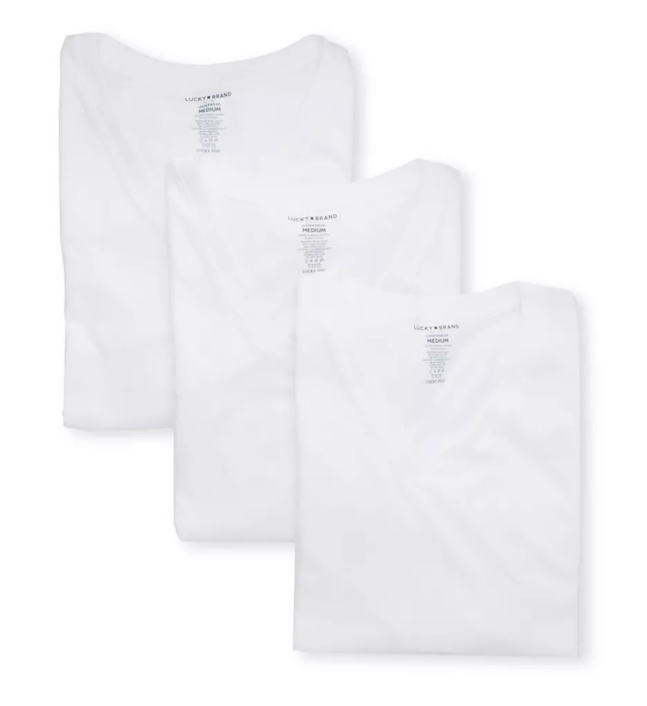Cotton V-Neck T-Shirt - 3 Pack WHT S