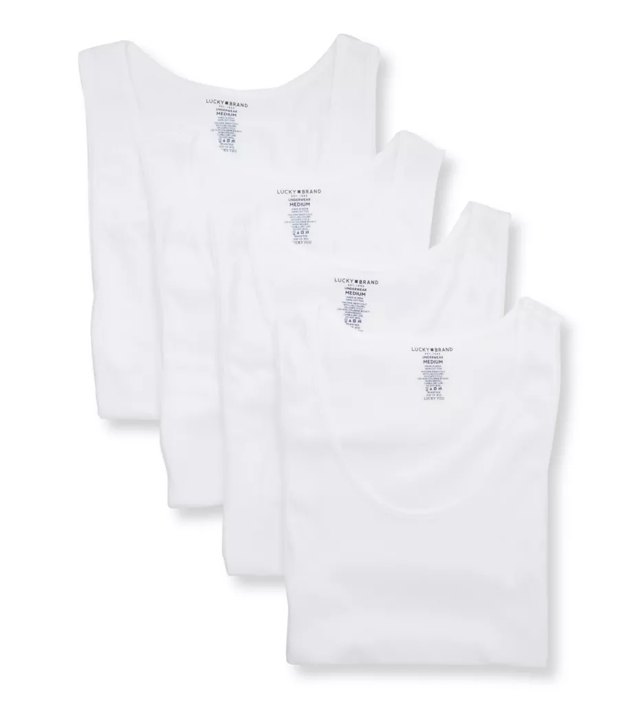 Cotton Ribbed Tank - 4 Pack WHT S