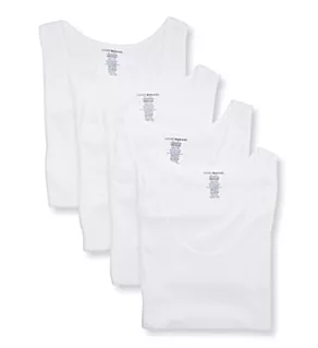 Cotton Ribbed Tank - 4 Pack WHT M
