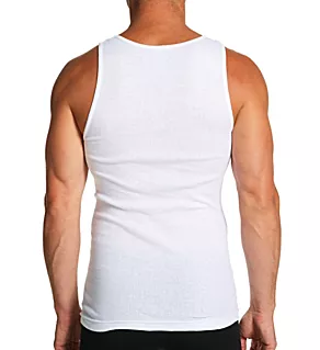 Cotton Ribbed Tank - 4 Pack WHT M