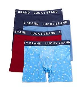 Essential Soft Boxer Briefs - 4 Pack Indigo/Tomato/Blue L