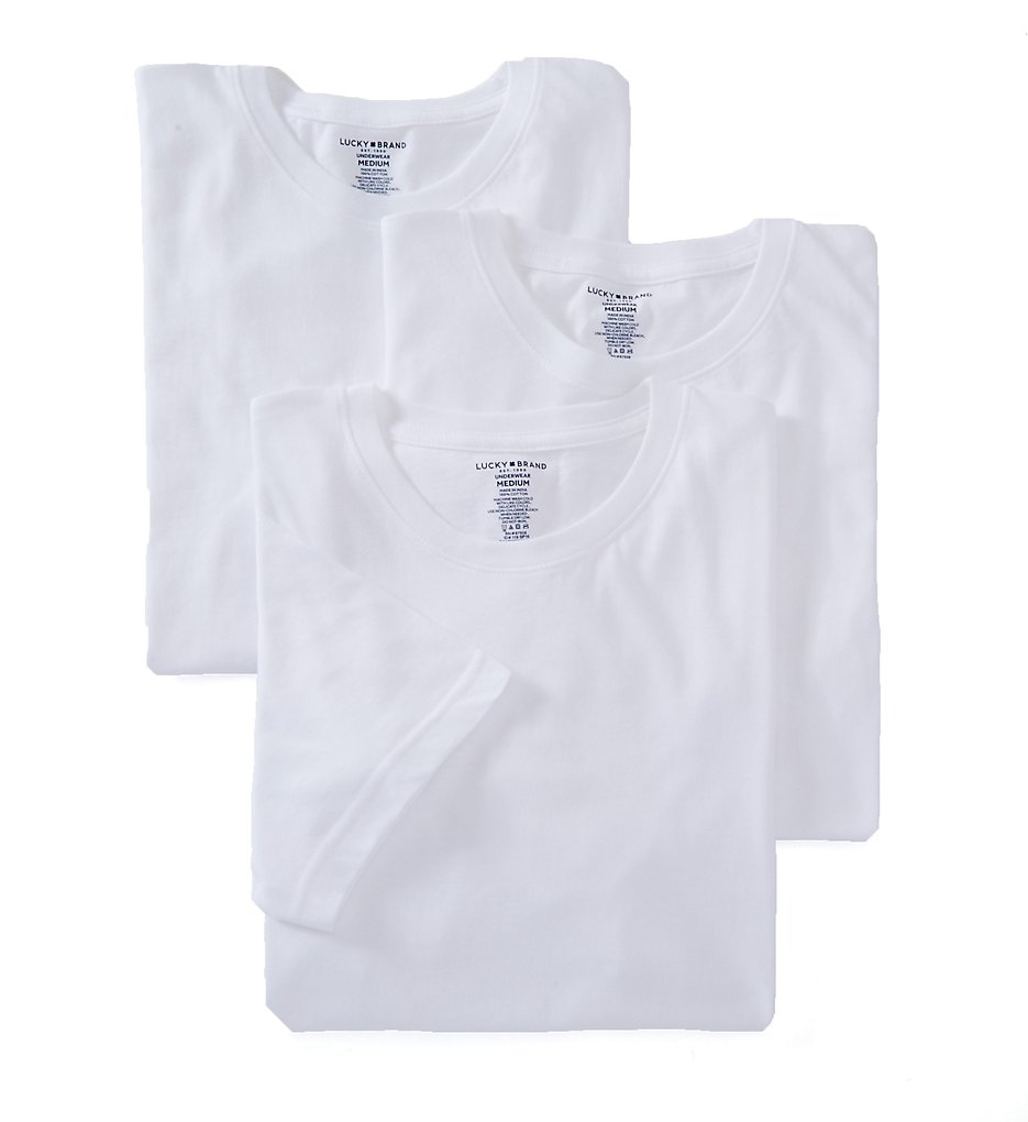 Lucky LUMCPT1 Cotton Jersey Crew Neck T-Shirts - 3 Pack (White)