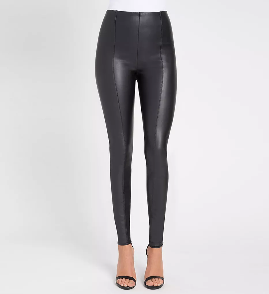 Lysse Black High Waisted Leggings with Faux Leather Side Panel