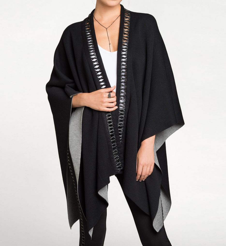 Dakota Vegan Leather Detail Poncho-gs