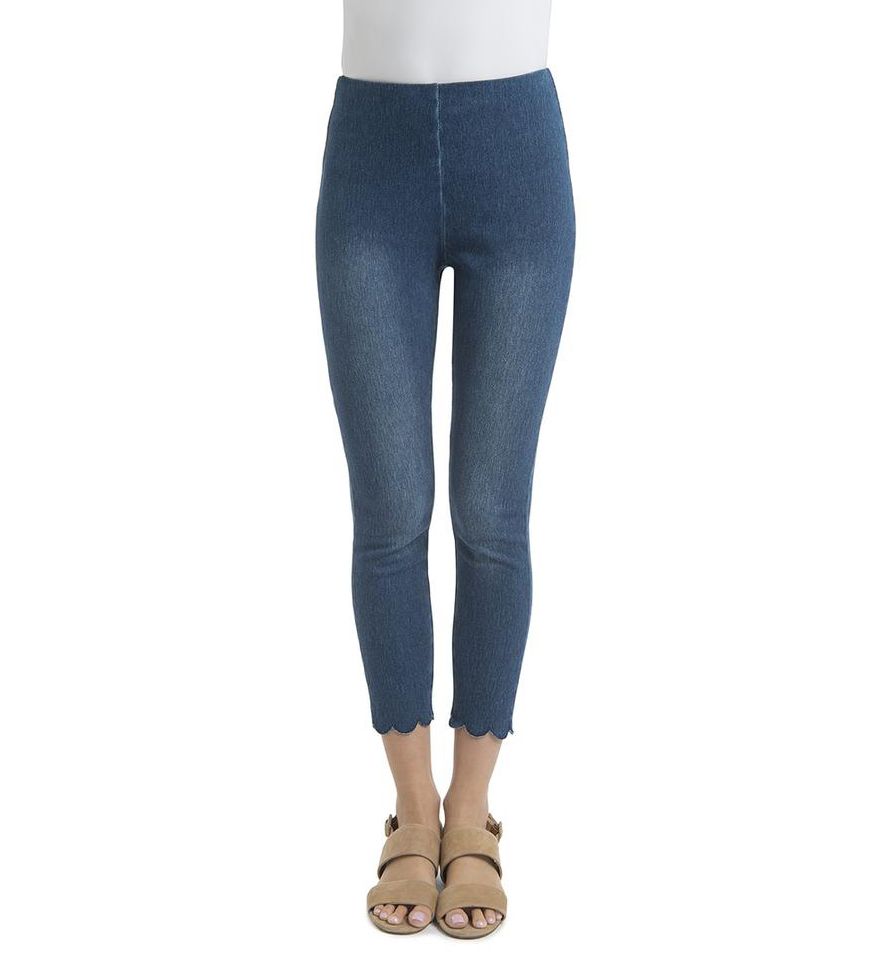 Scallop Edge Denim Legging-fs