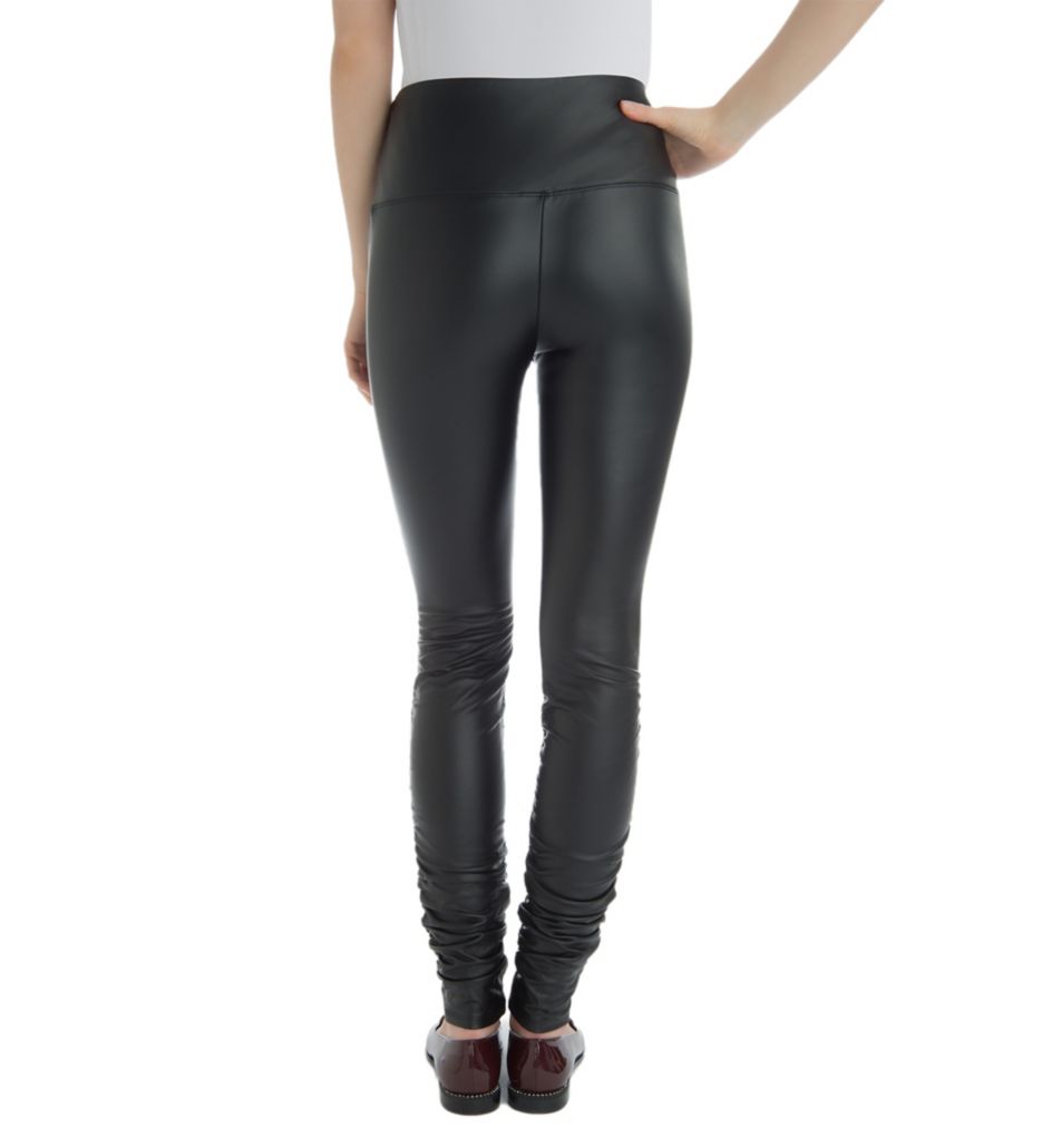 Karly Ruched Leg Vegan Leather Legging-bs