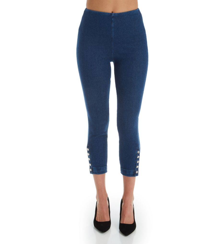 Snap Denim Cuffed Crop Legging-fs