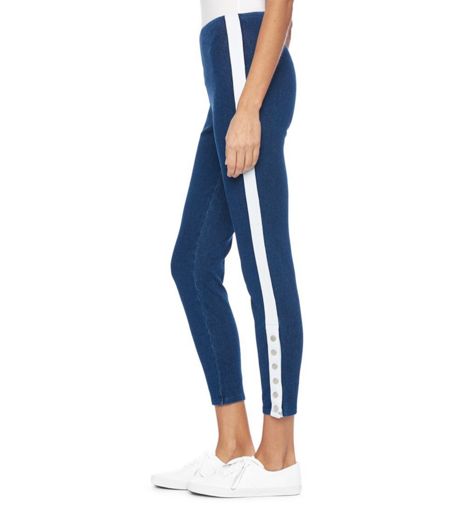 Snap Bottom Striped Denim Legging-cs3