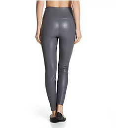 Textured Vegan Leather Legging Solid Charcoal S