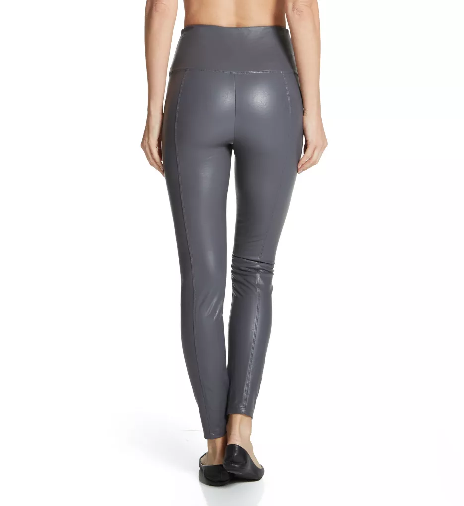 Textured Vegan Leather Legging Solid Charcoal S