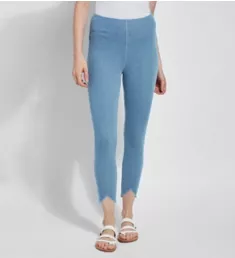 Lynette Scallop Edge Shaping Denim Legging Bleached Blue S