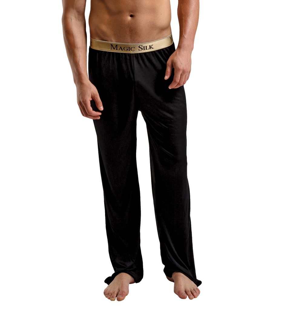 Magic Silk 100% Silk Knit Lounge Pants BLK XL  - Image 1