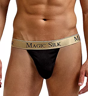 100% Silk Knit Micro Thong Black M