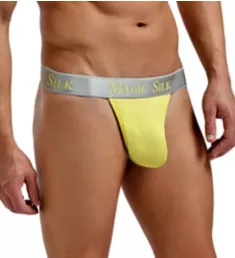 100% Silk Knit Micro Thong Yellow S