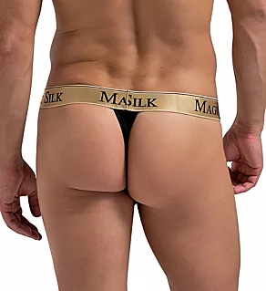 100% Silk Knit Micro Thong Black M