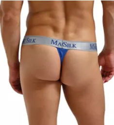 100% Silk Knit Micro Thong Cobalt L