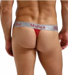 100% Silk Knit Micro Thong Red L