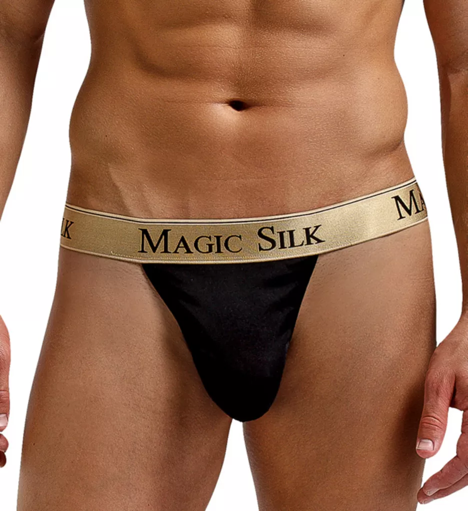 100% Silk Knit Men's G-String BLK O/S by Magic Silk