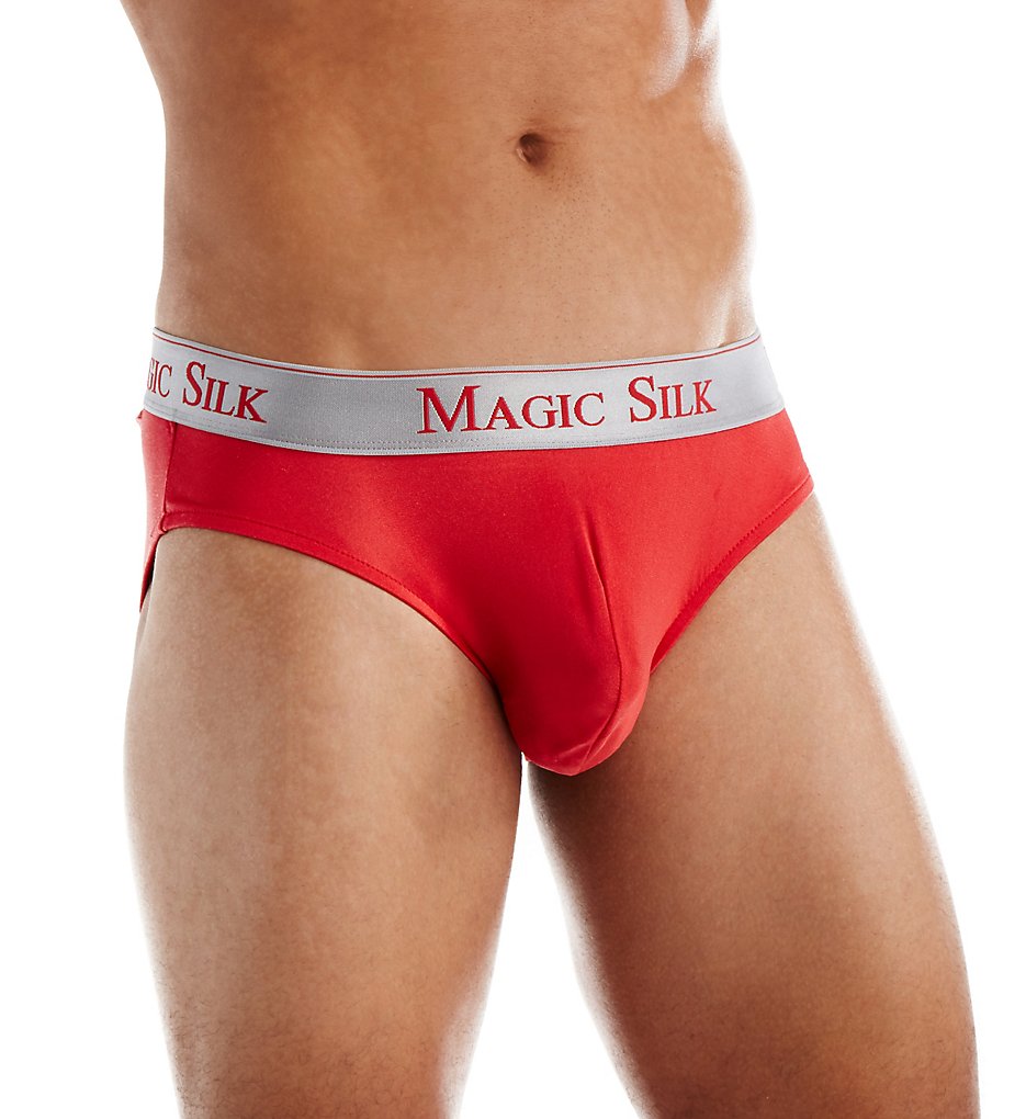 Magic Silk 6386 100% Silk Knit Low Rise Bikini (Red)